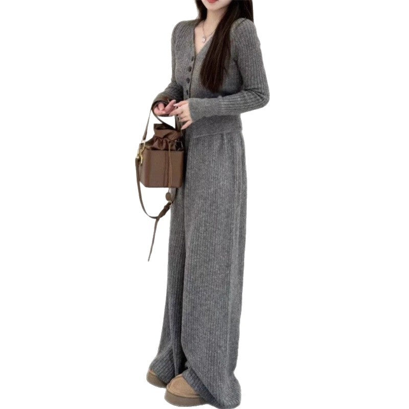 Damen Strickanzug mit Knopfdetails und lässigem Schnitt Drune