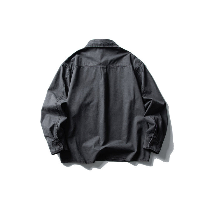 Herren Oversize-Hemdjacke aus robustem Baumwoll-Twill mit aufgesetzter Brusttasche und geradem Saum Drune