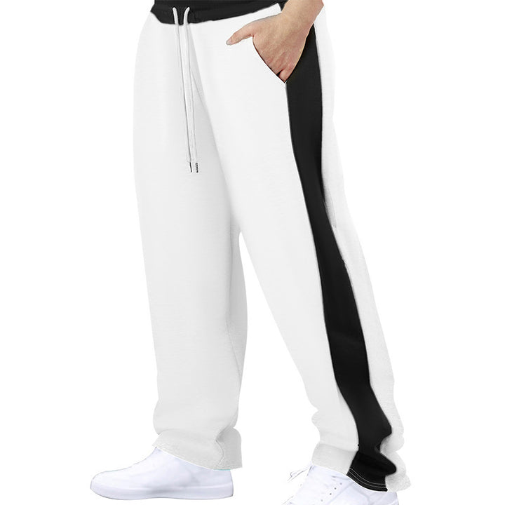 Herren nan sportive Jogginghose mit kontrastseitigem Panel geradem Bein Kordelzugbund und Eingrifftaschen Drune