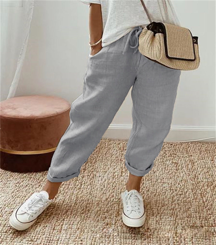 Damen Lockere Bedruckte Jogger mit Kordelzug und Rippbund Drune