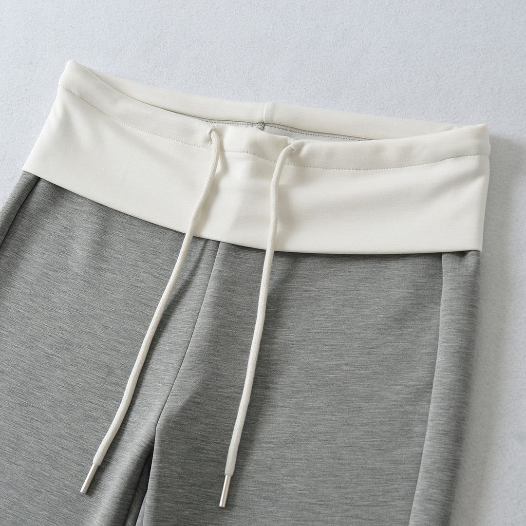 Damen Hochgeschnittene Schlag‑Jogginghose mit Umschlagbund und Kordel Drune