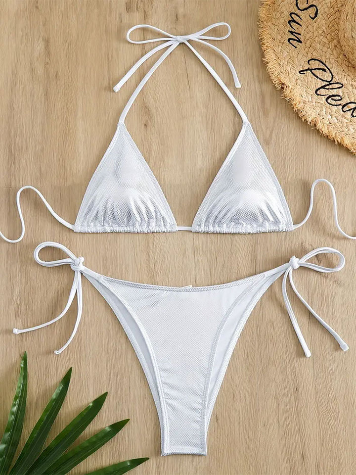 Damen Triangel-Bikini mit verstellbaren Trägern und elegantem Netzstoff Drune