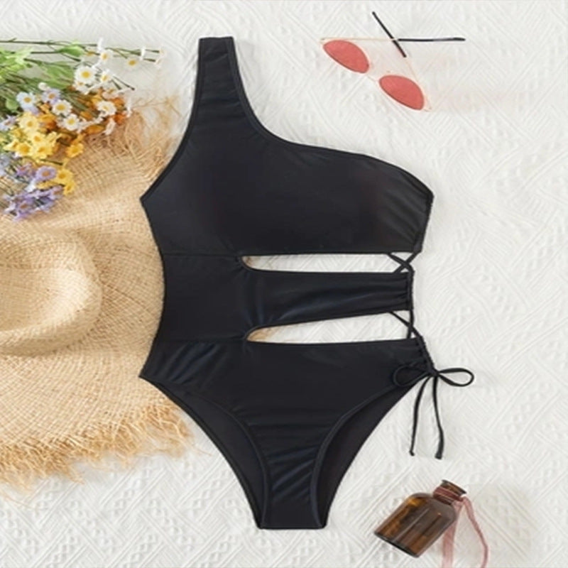 Damen Einseitiger Badeanzug mit modischen Cut-Outs Drune