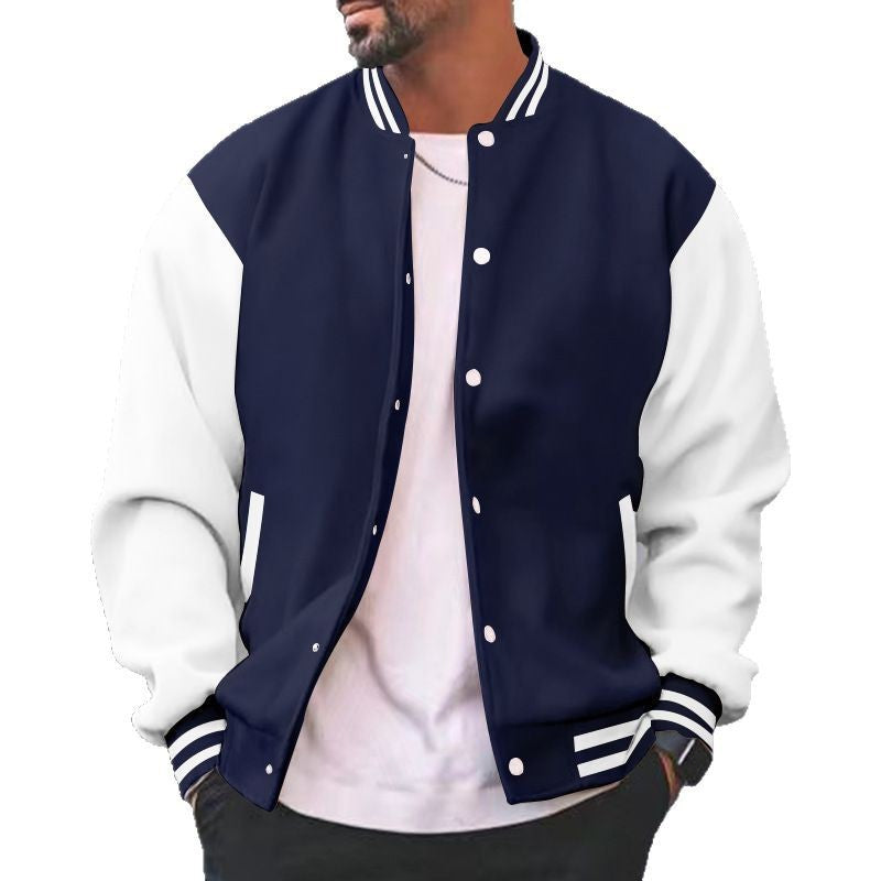 Herren nan varsity-Collegejacke im Bomberstil mit Druckknopfverschluss, kontrastarmen und gerippten Bündchen Drune