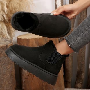 Damen Gefütterte Chelsea‑Stiefeletten aus Wildlederoptik mit elastischer Seitenblende und profilierter Gummisohle Drune