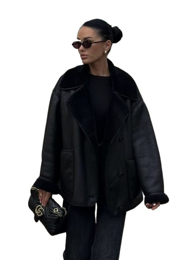 Damen warme Fleecejacke mit weichem Innenfutter und großen Taschen Drune