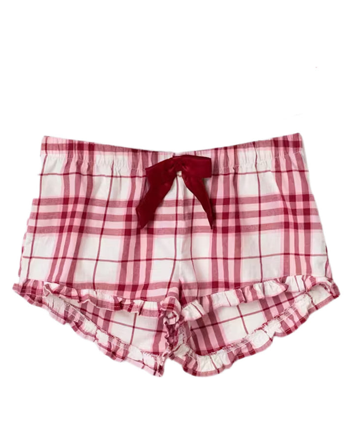 Damen nan lässiges Schlafanzug-Set mit gerafftem Camisole-Oberteil, Rüschenunterbrust und Hose mit Gummibund Drune