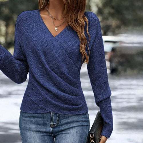 Damen Eleganter Wickelpullover Drune