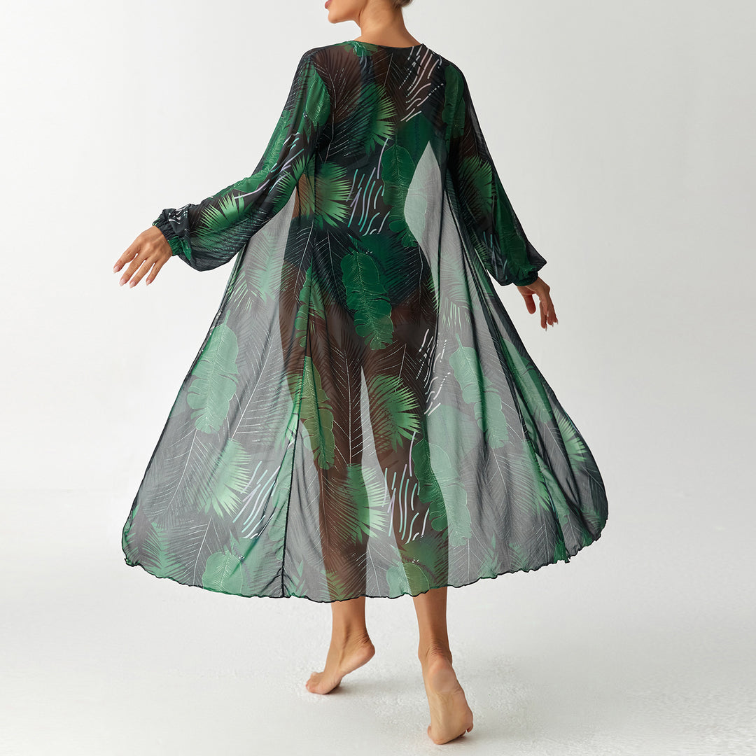Damen Transparentes Strandkleid mit floralem Muster Drune