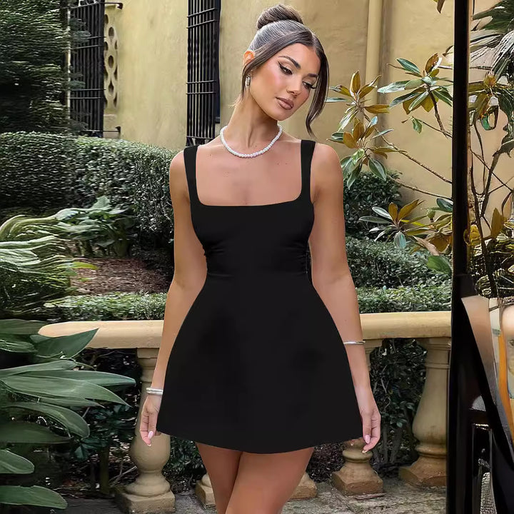 Damen Minikleid mit verspieltem Quadrat-Ausschnitt und figurumspielendem Schnitt Drune