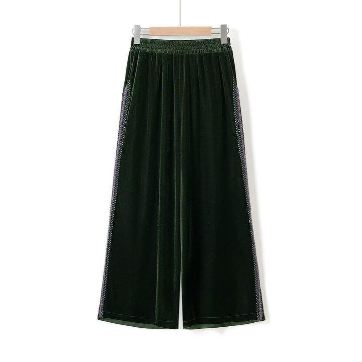 Damen Palazzo-Hose aus luxuriösem Samt mit seitlichen Glitzerelementen Drune