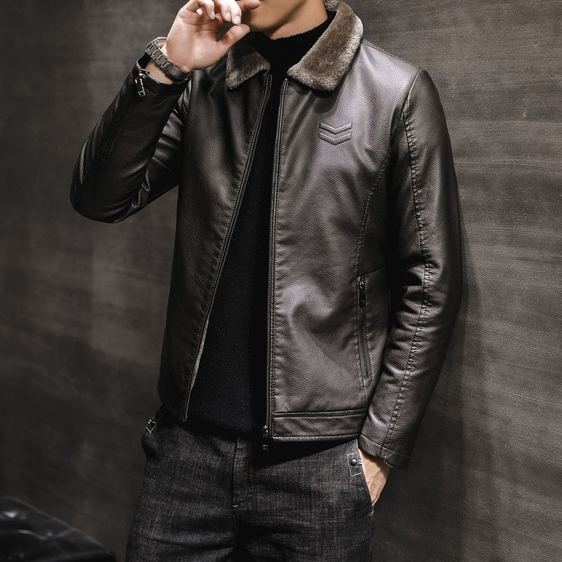 Herren Stylishe Lederjacke mit Fütterung Drune