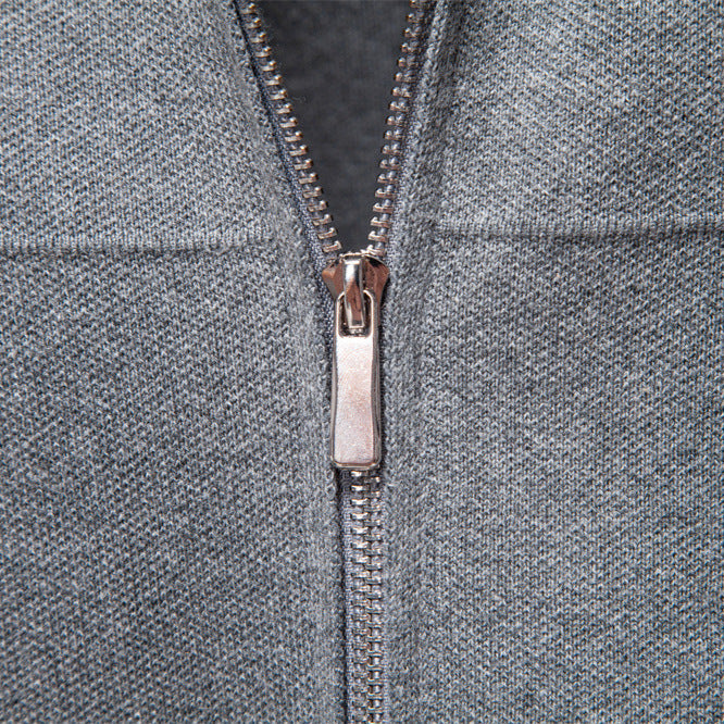 Herren nan feinstrick-Zipjacke mit Kentkragen und Rippbündchen Drune