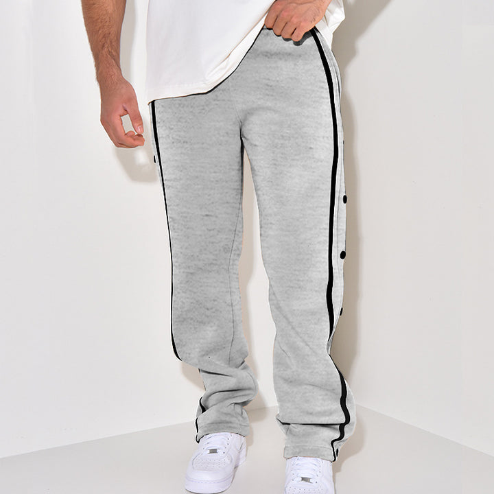 Herren Sportliche Sweatpants mit seitlichen Druckknöpfen und Kontraststreifen Drune