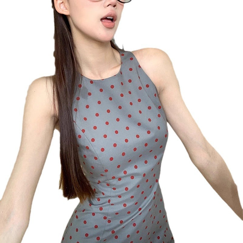 Damen Etuikleid mit Polka-Dot-Muster und figurbetontem Schnitt