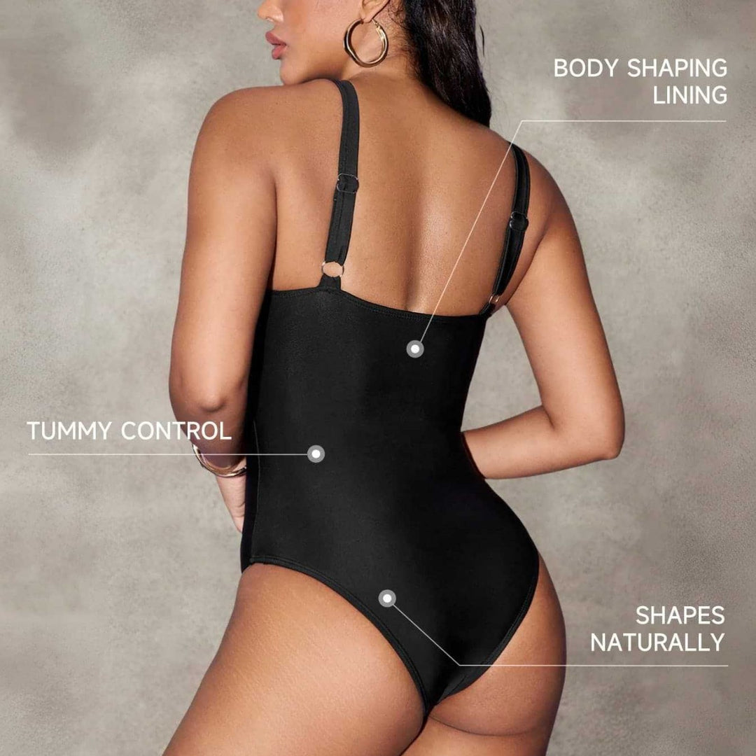 Damen Einteiliger Badeanzug mit modischem Mesh-Detail Drune