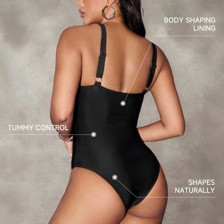 Damen Einteiliger Badeanzug mit modischem Mesh-Detail Drune