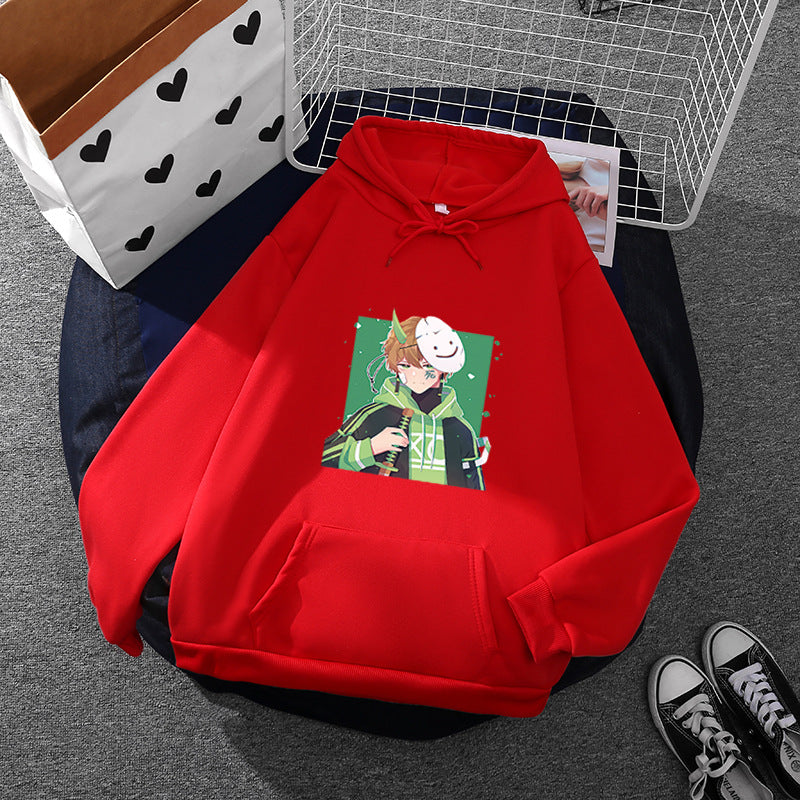 Damen nan Kapuzenpullover mit geprintetem Manga-Motiv und weichem Fleece-Innenfutter Drune