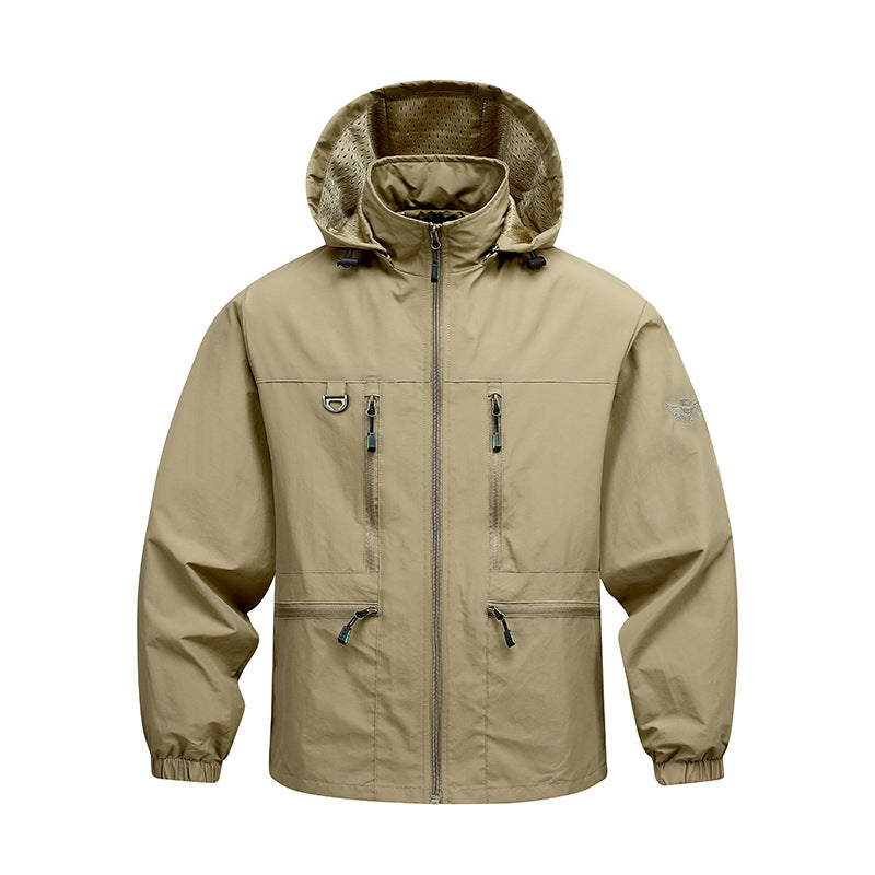 Herren Wasserdichte Funktionsjacke mit verstellbarer Kapuze