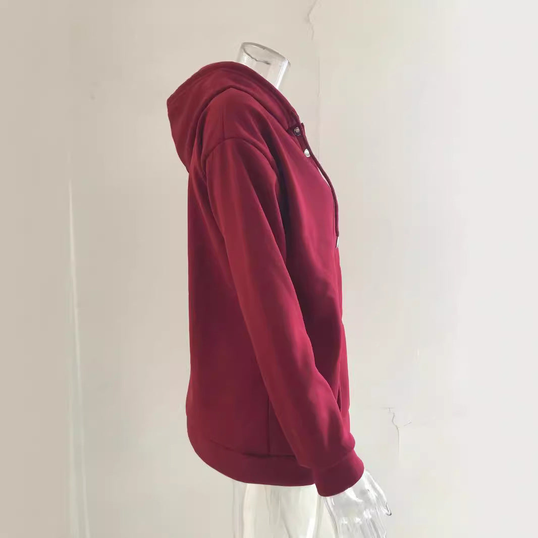 Damen Kapuzenpullover mit Knopfleiste und lässigem Schnitt Drune