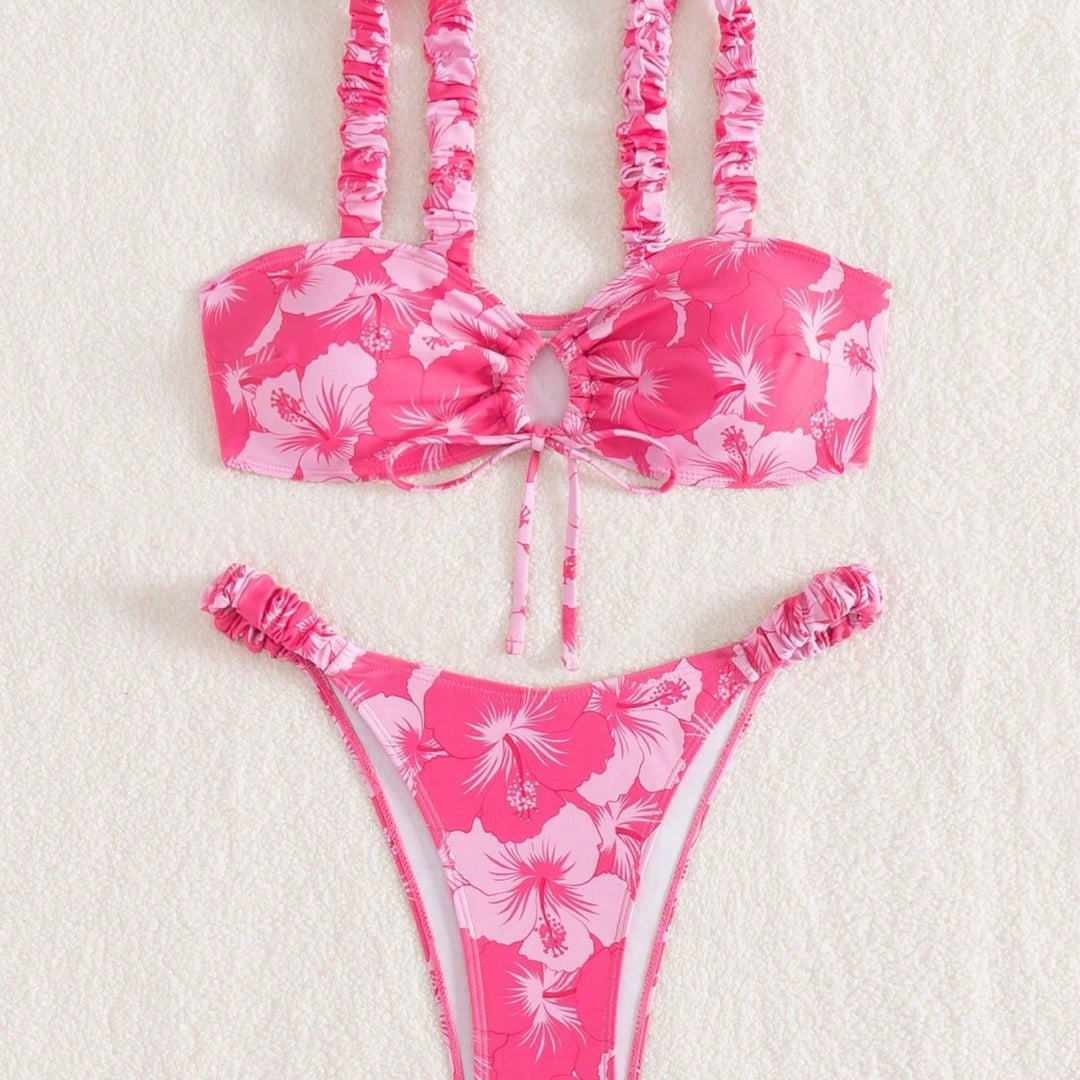 Damen Hochgeschnittener Bikini mit Rüschendetails Drune