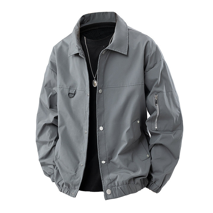 Herren Leichte Utility-Coachjacke mit Druckknopfverschluss, Ärmel-Reißverschluss & elastischem Saum Drune