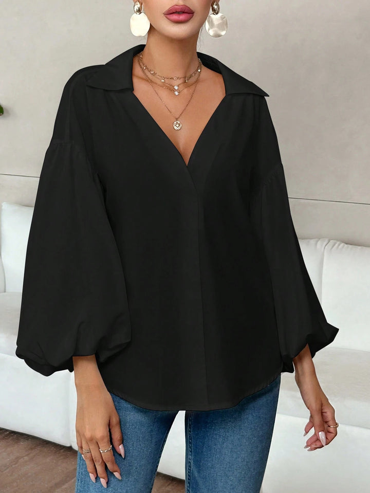 Damen Oversize-Bluse mit voluminösen Puffärmeln und Punktmuster Drune