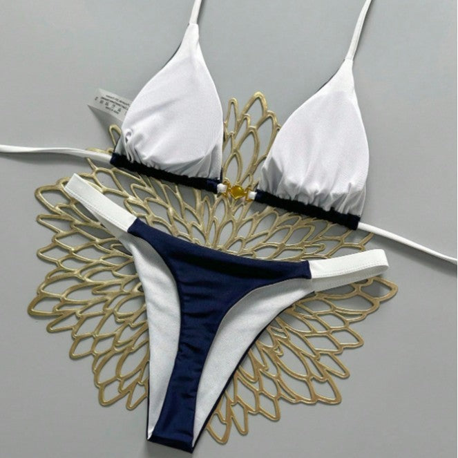 Damen Triangel-Bikini mit modischen Kontrastdetails Drune