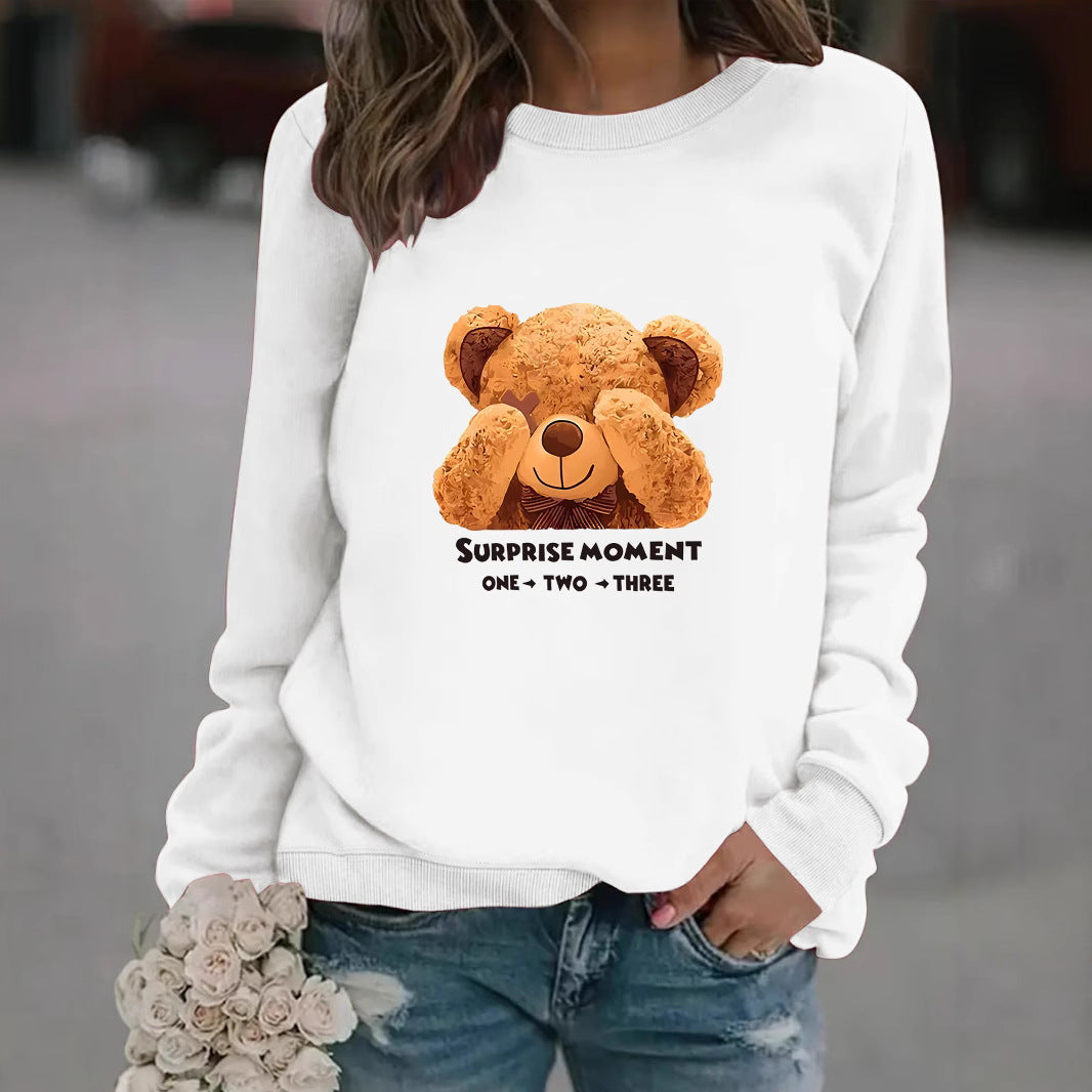 Damen Sweatshirt mit niedlichem Bärenmotiv und modernem Schriftzug Drune