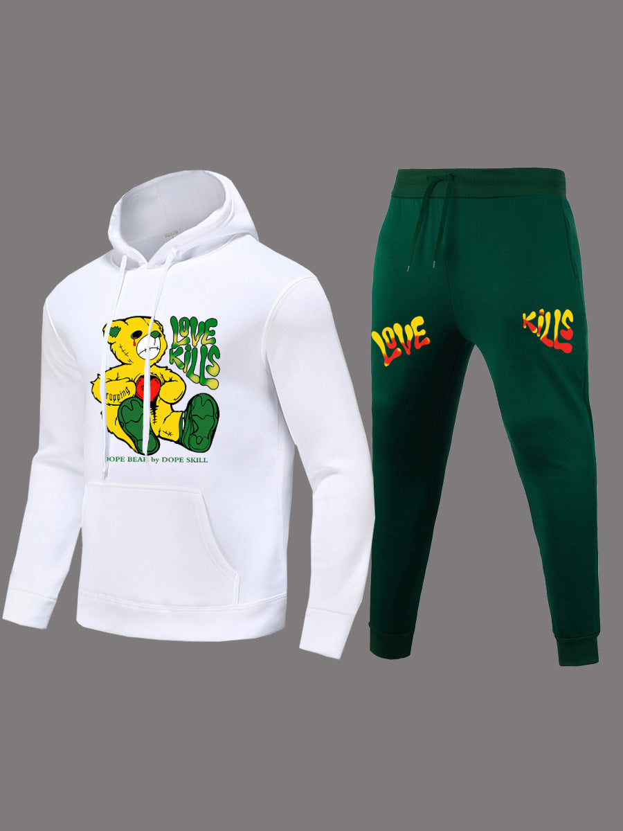Damen Kapuzenpullover und Jogginghose Set mit trendigem Druckdesign Drune