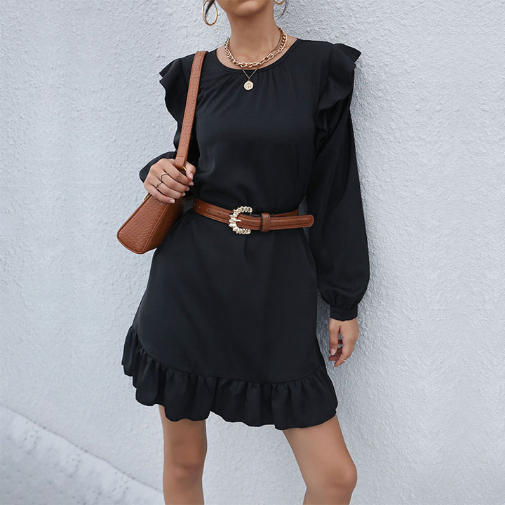 Damen Elegantes Kleid mit Rüschen Drune