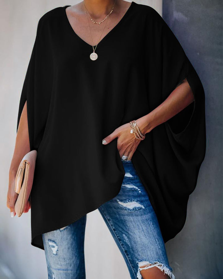 Damen oversized Poncho mit V-Ausschnitt und lässigem Schnitt Drune
