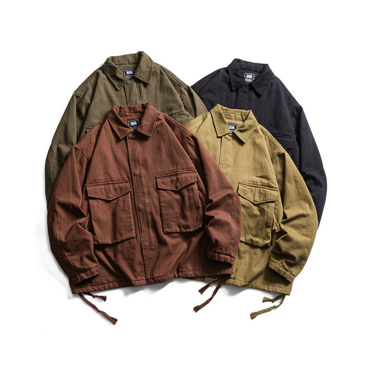 Herren Boxy-Utility-Blousonjacke aus Canvas mit aufgesetzten Pattentaschen und Kordelzugsaum Drune