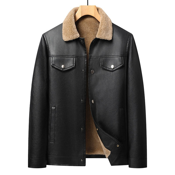 Herren Kunstlederjacke mit Teddyfutter Drune