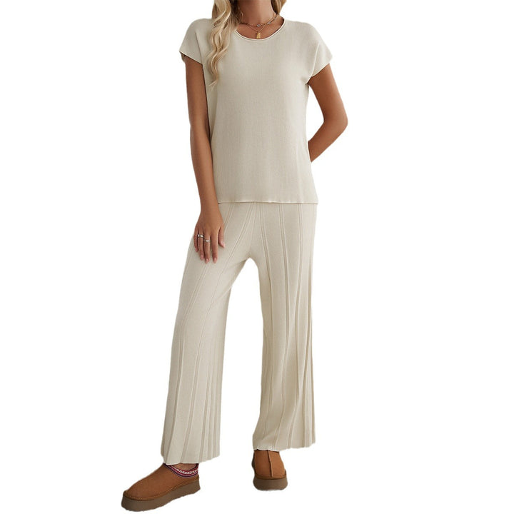 Damen Lässiges Zweiteiliges Lounge-Set mit weitem Oberteil und Palazzo-Hose Drune