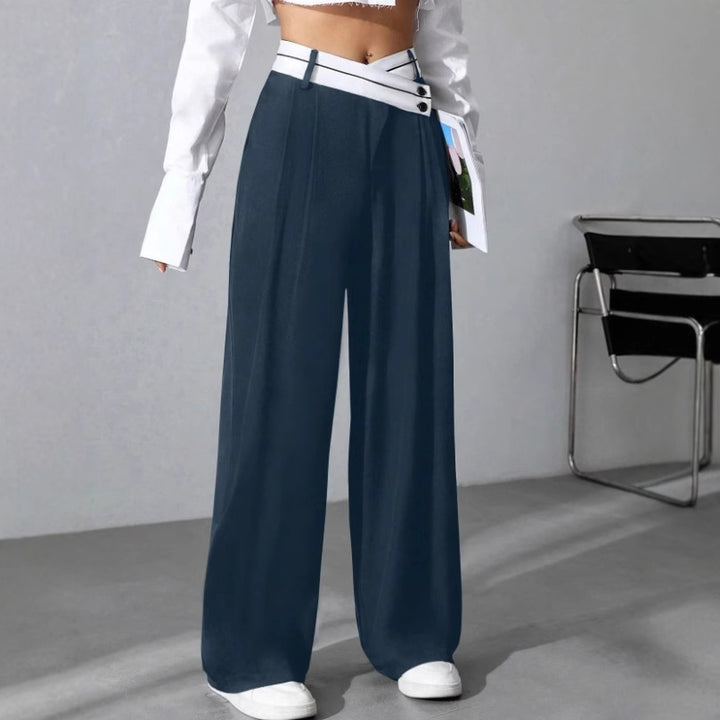 Damen Modische Palazzo-Hose mit asymmetrischem Bund Drune