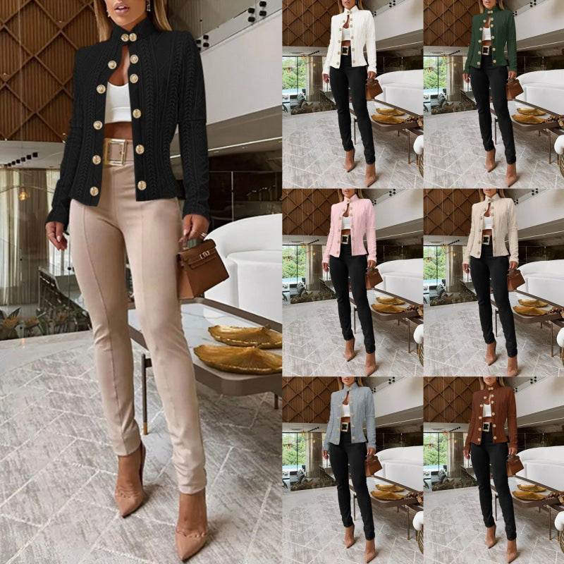 Damen Elegante und modische Strickjacke mit dekorativen Knöpfen Drune