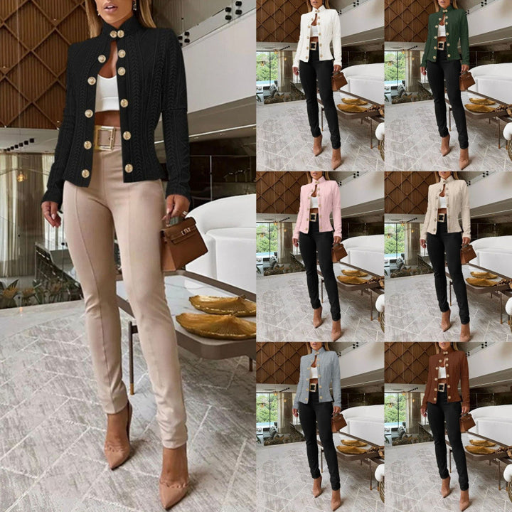 Damen Elegante und modische Strickjacke mit dekorativen Knöpfen Drune