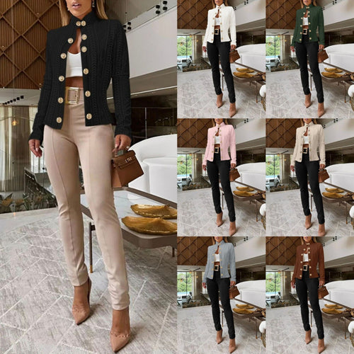 Damen Elegante und modische Strickjacke mit dekorativen Knöpfen Drune