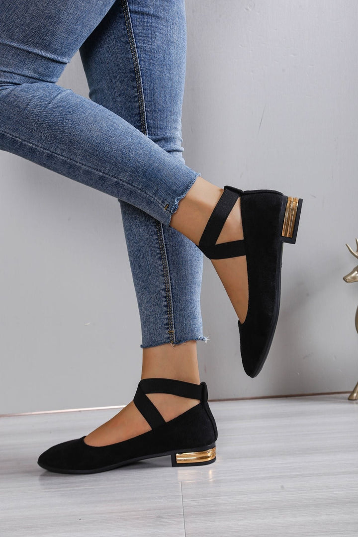 Damen Elegante Ballerinas mit elastischem Riemchen Drune