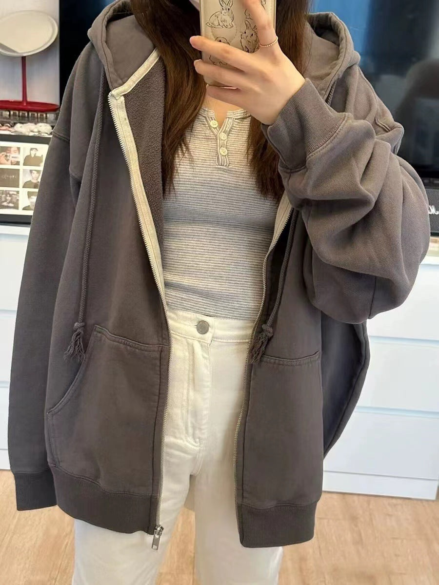 Damen lässige Fleecejacke mit hohen Kragen und praktischen Reißverschlusstaschen Drune