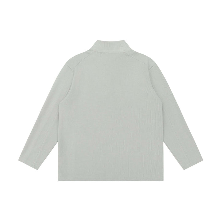 Unisex Waffelstruktur-Halbzippullover mit Troyerkragen und Relaxed‑Fit Drune