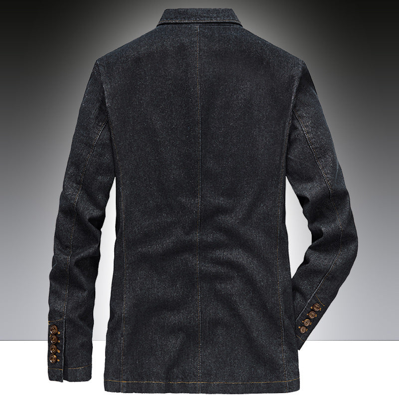 Herren Denim-Sakko im unstrukturierten Worker-Stil mit aufgesetzten Taschen Drune