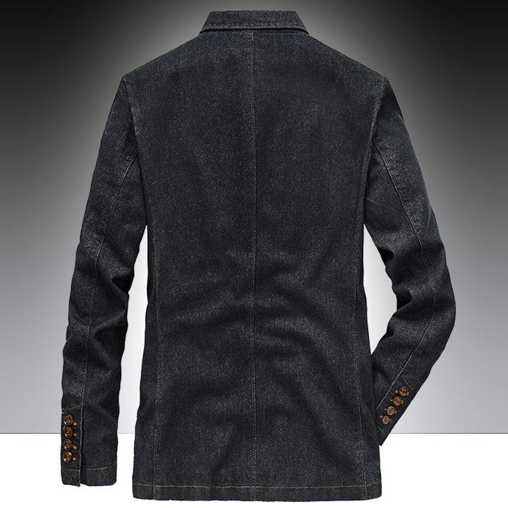 Herren Denim-Sakko im unstrukturierten Worker-Stil mit aufgesetzten Taschen Drune