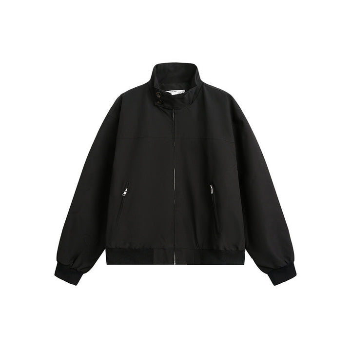 Herren Urbaner Microfaser-Blouson mit Stehkragen, verdeckter Knopfleiste und Reißverschlusstaschen Drune