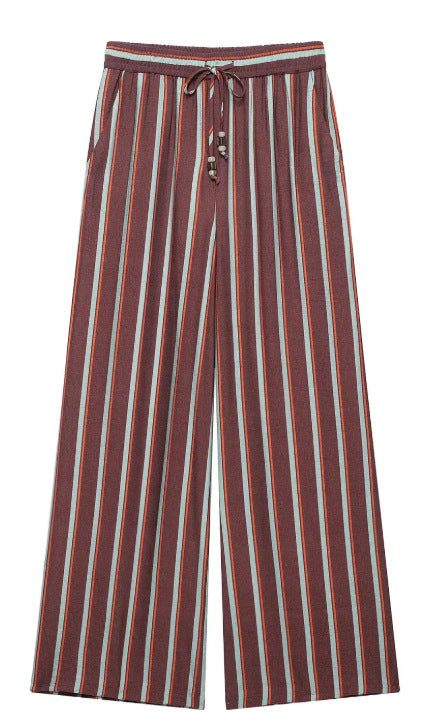Damen Weite plissierte Loungehose mit elastischem Bund Drune