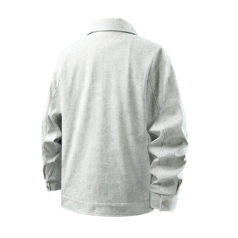 Herren samtartige Cord-Overshirt mit aufgesetzten Taschen und Druckknopfblende Drune