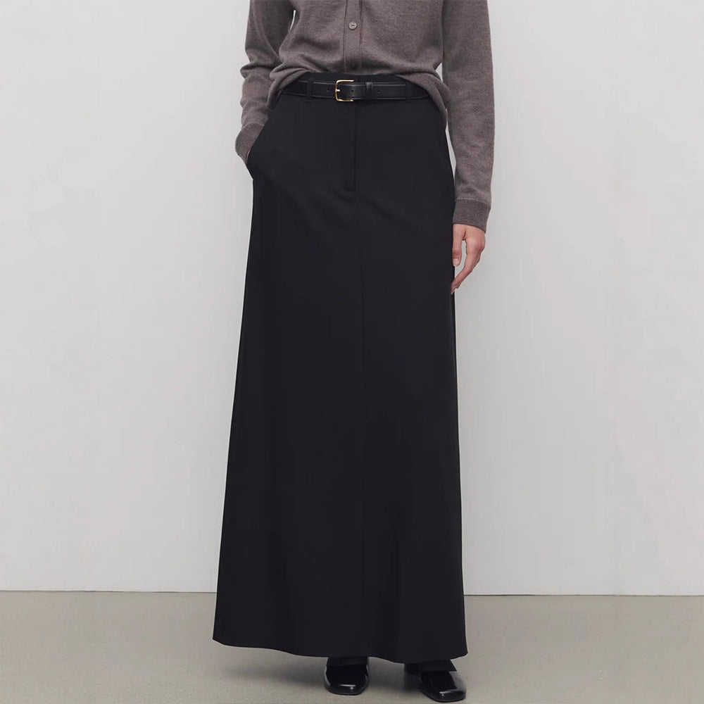 Damen Eleganter Maxirock mit hohem Bund und seitlichen Taschen Drune