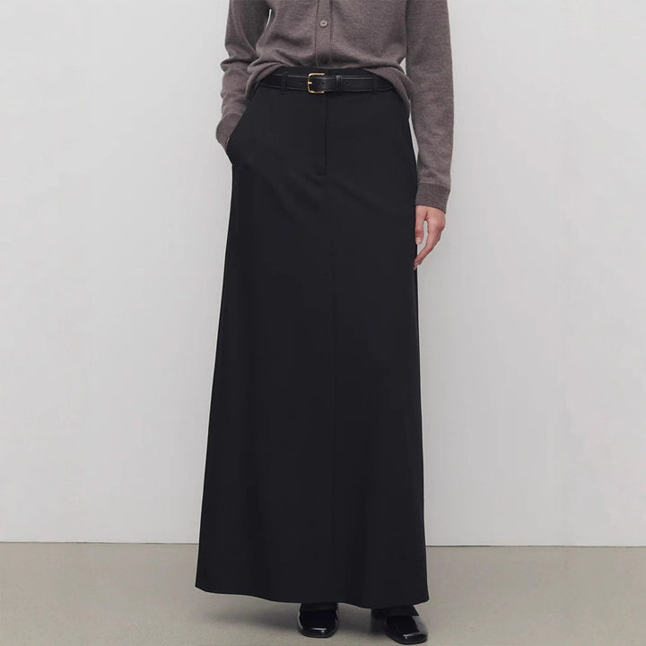 Damen Eleganter Maxirock mit hohem Bund und seitlichen Taschen Drune