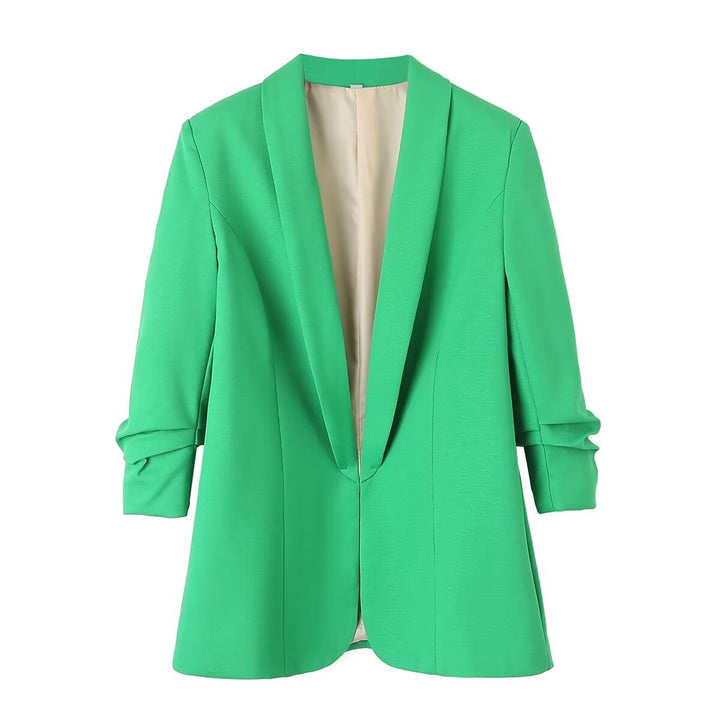 Damen nan langer unstrukturierter Blazer mit Schalkragen und krempelbaren Ärmeln Drune